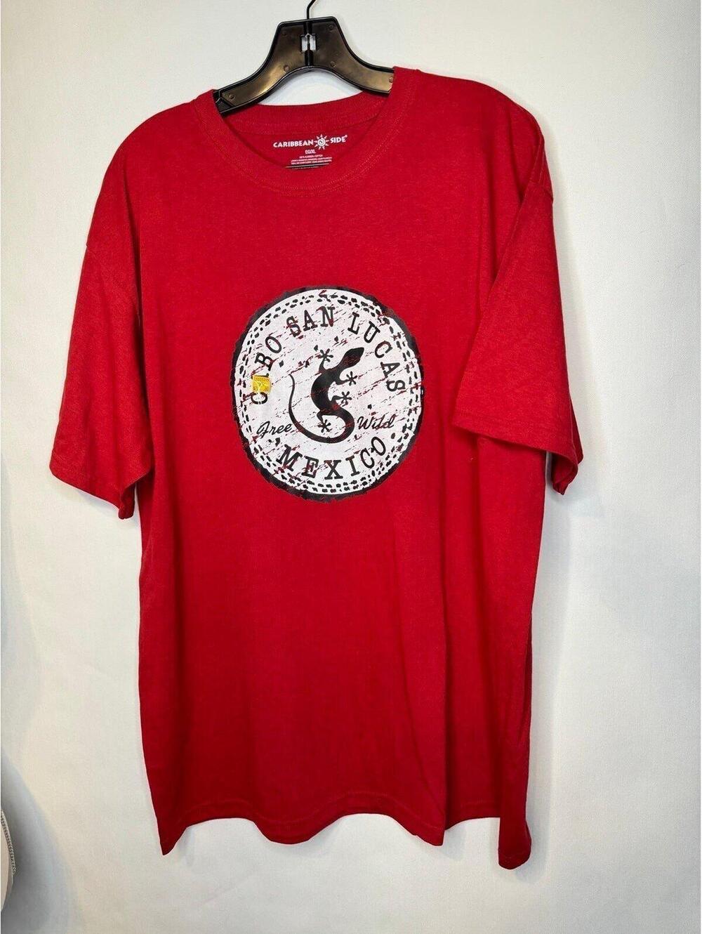 Caribbean Side mens Shirt Short Sleeve Red Cabo San Lucas, Mexico
